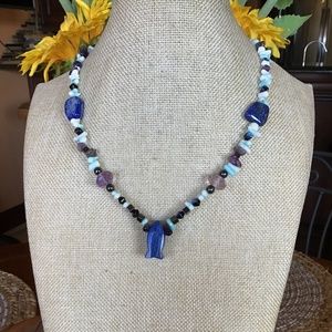 Natural stone Lapis necklace healing Vintage.